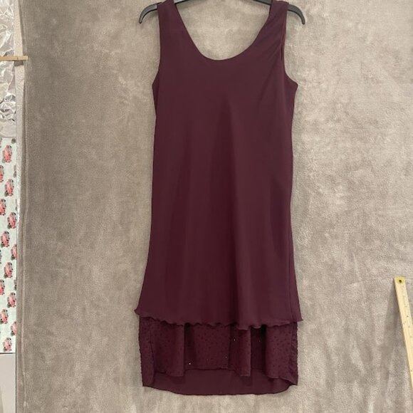 Jeffrey & Dara Dress Womens 12 Sleeveless Layered Embellished Beaded Evening For - Picture 9 of 12